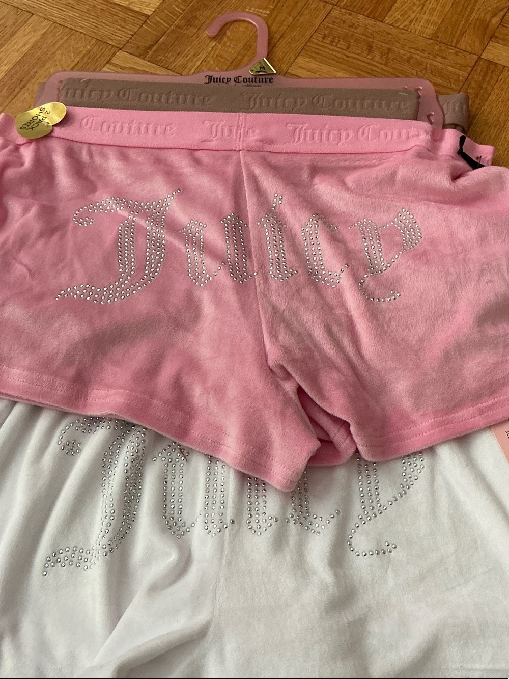 Juicy Couture velour shorts, 2 pack sets for total of 4 pcs, new tags size M